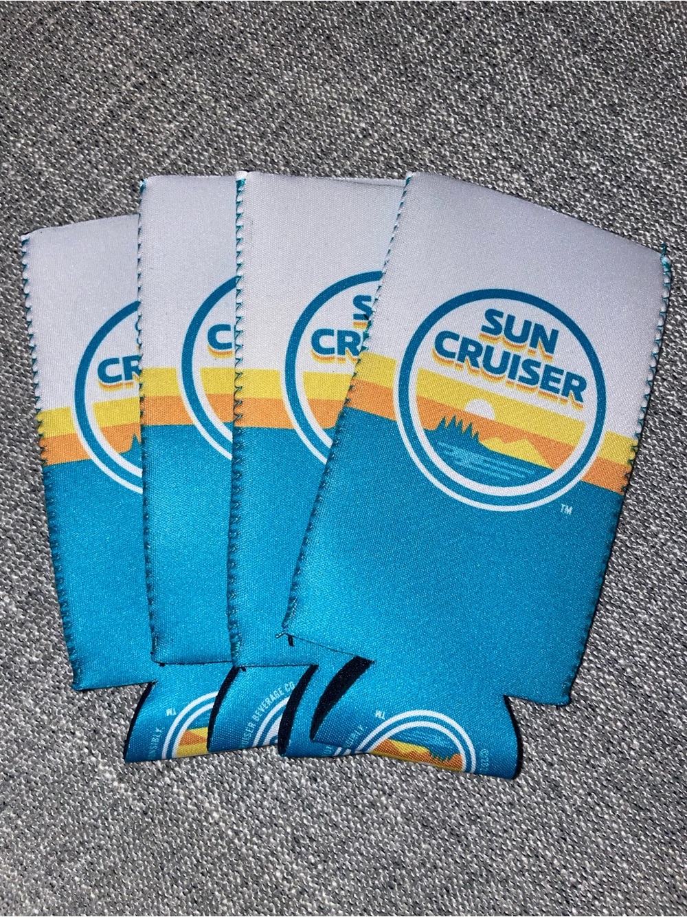 Sun Cruiser Blue Can Cooler Koozies  - Set of 4